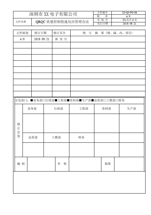 QRQC质量控制快速反应管理办法