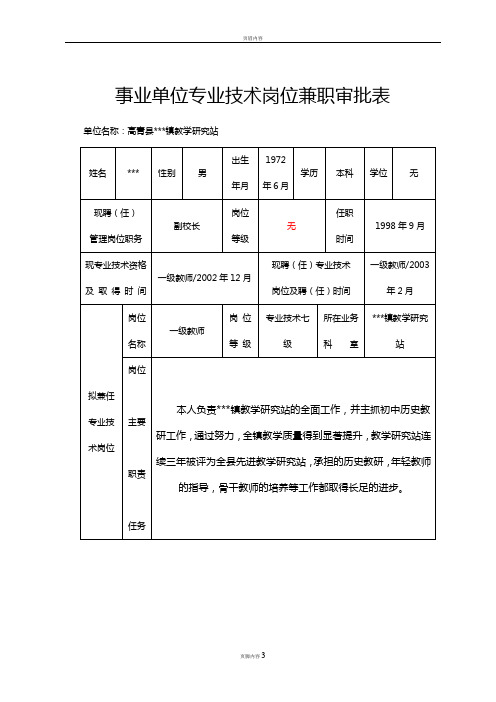 04.事业单位专业技术岗位兼职审批表(样表)