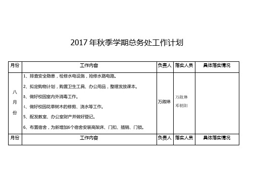 2017年秋季学期总务处工作计划