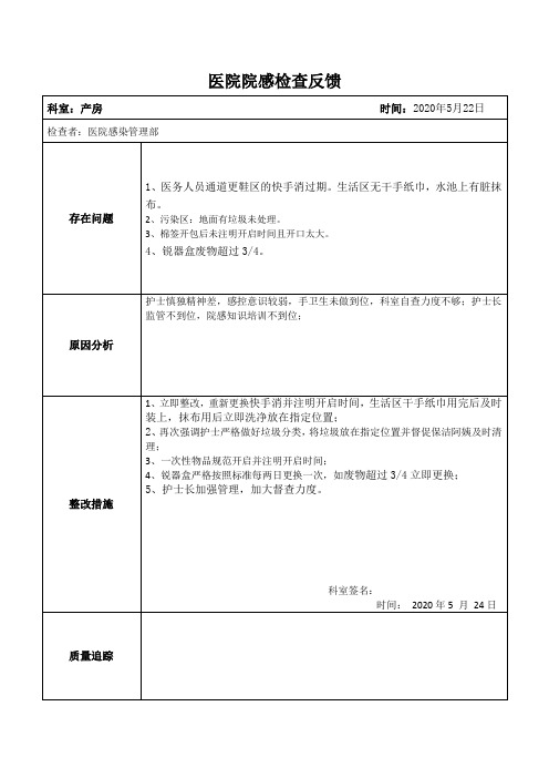 产房院感反馈表