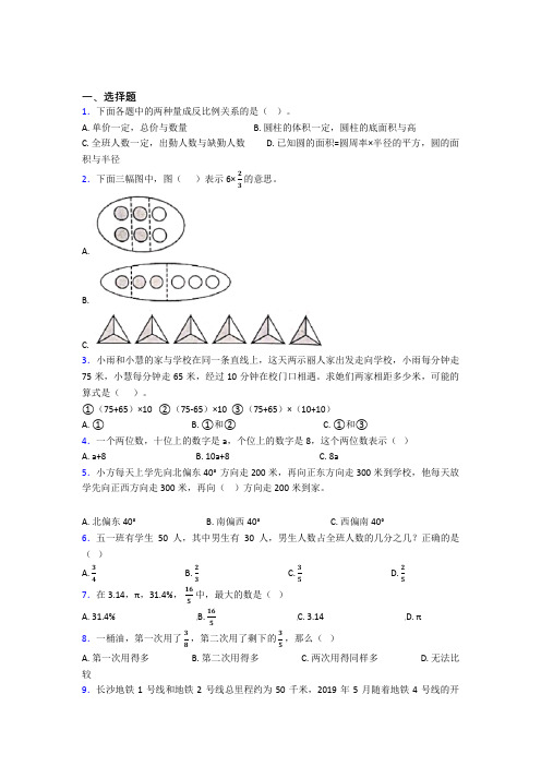 【精选试卷】深圳宝安区福永中学小升初数学单选题专项练习经典复习题(专题培优)