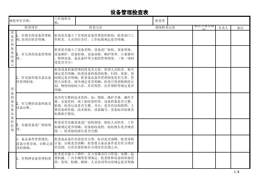 设备管理检查表