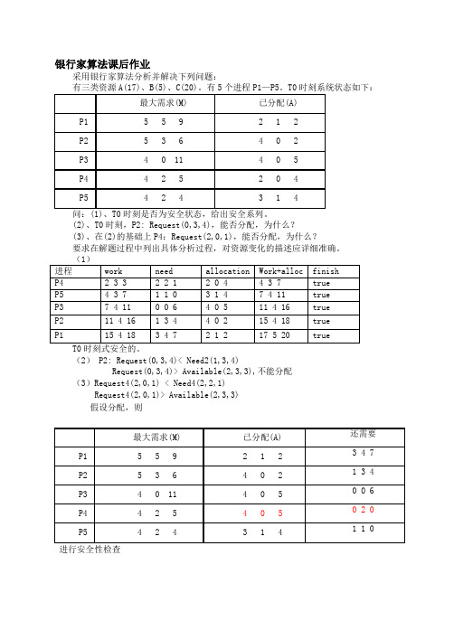 2.银行家算法作业