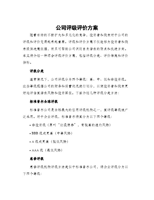 公司评级评价方案