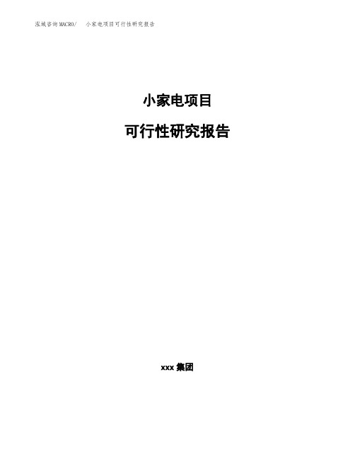 小家电项目可行性研究报告