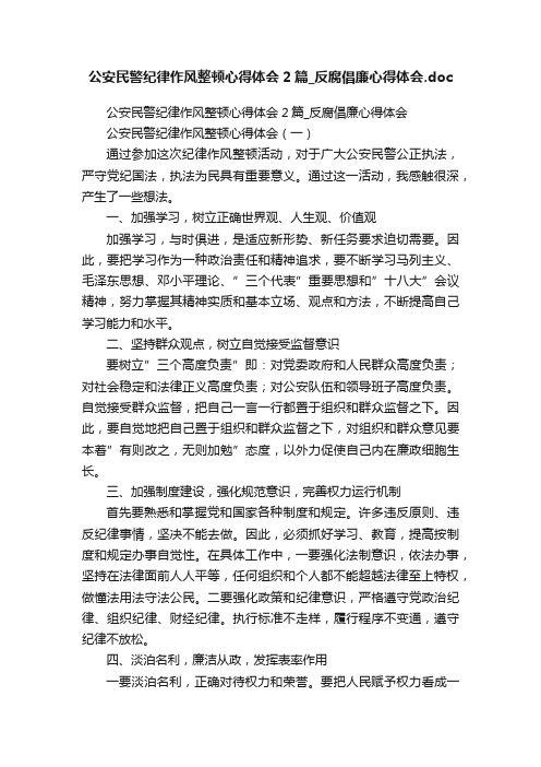 公安民警纪律作风整顿心得体会2篇_反腐倡廉心得体会.doc