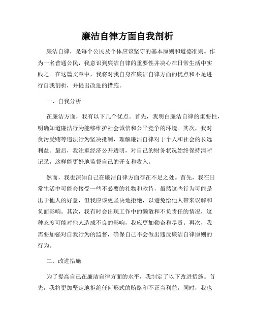 廉洁自律方面自我剖析