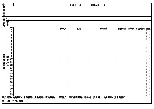 客户拜访计划表