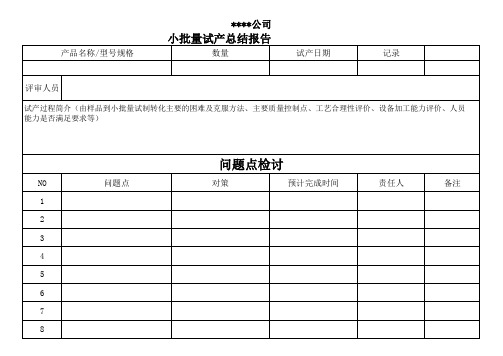 小批量试产总结报告