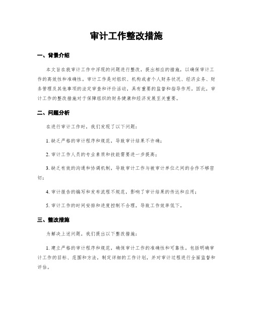 审计工作整改措施