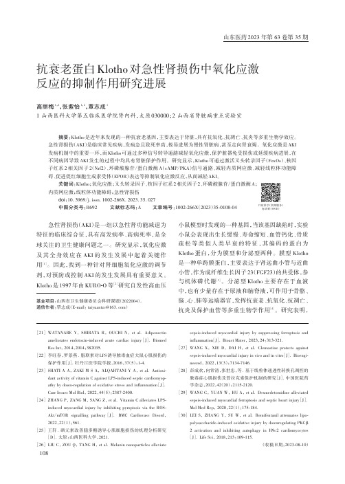 抗衰老蛋白Klotho_对急性肾损伤中氧化应激反应的抑制作用研究进展