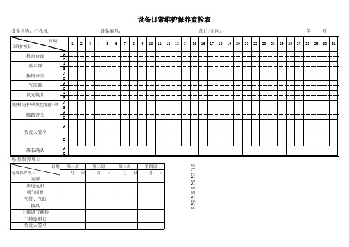 打孔机日常维护保养记录表