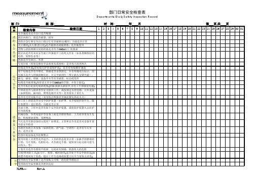 CNC部门安全检查表