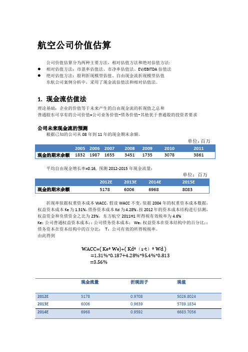 航空公司价值估算