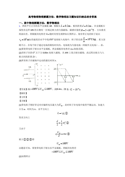 高考物理物理解题方法：数学物理法习题知识归纳总结含答案