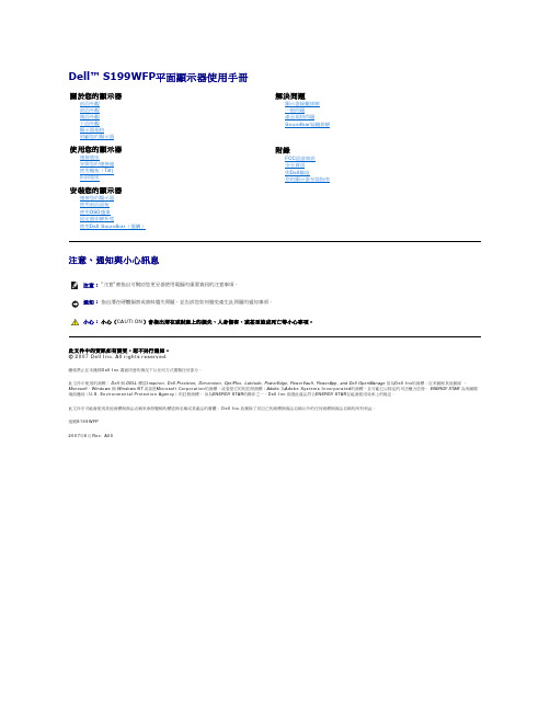 Dell S199WFP平面顯示器使用手冊说明书