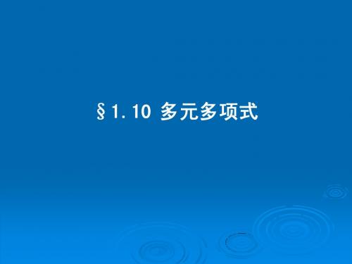 §1.10 多元多项式