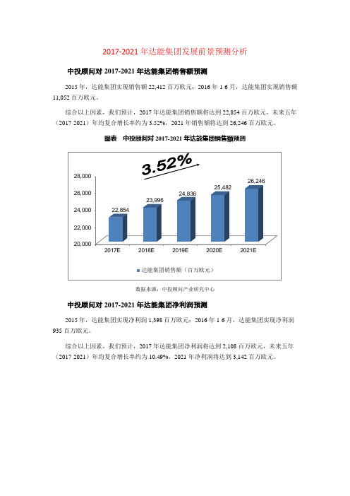 2017-2021年达能集团发展前景预测分析