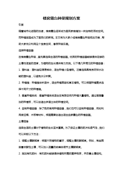 楼房露台种菜规划方案