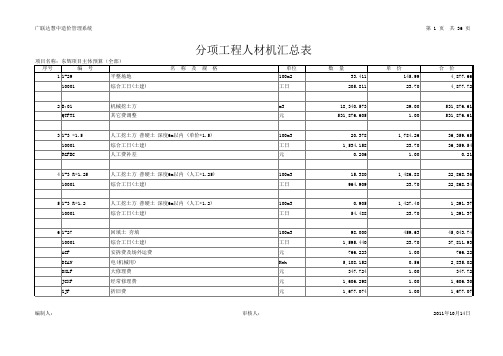 分部分项汇总表