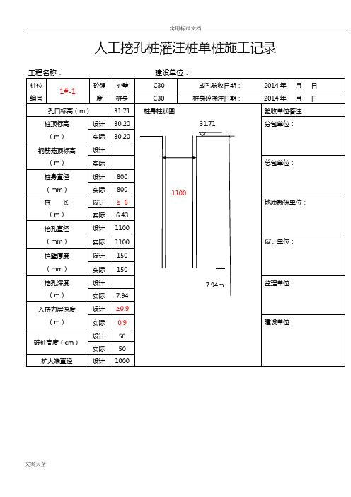 人工挖孔灌注桩一桩一表