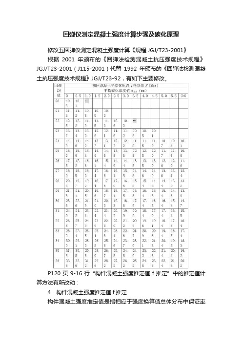 回弹仪测定混凝土强度计算步骤及碳化原理