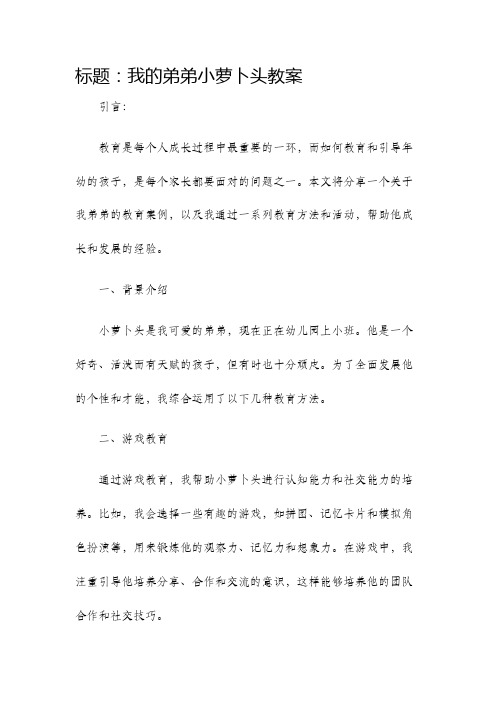 我的弟弟小萝卜头教案