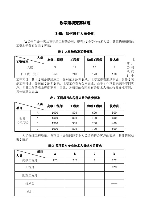 数学建模“如何进行人员分配”问题