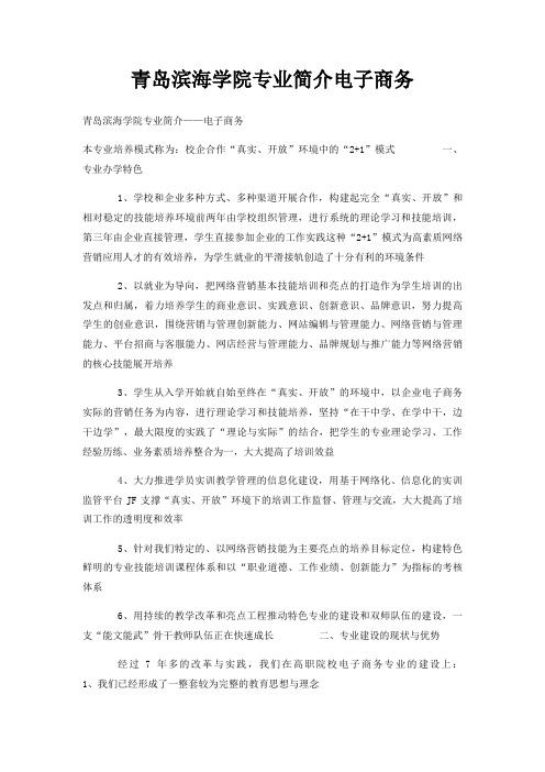 青岛滨海学院专业简介电子商务