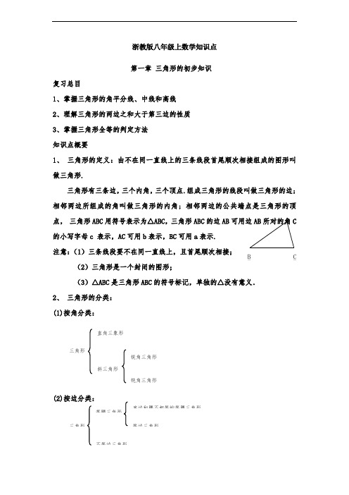 浙教版八年级上数学知识点