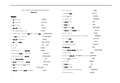 鲁教版初三英语 Unit 3 what were you doing when the rainstorm came section A