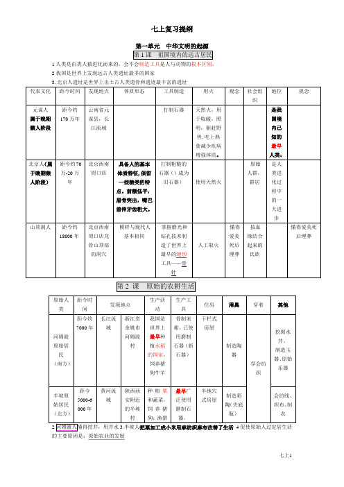 2013南京中考历史考点-七上