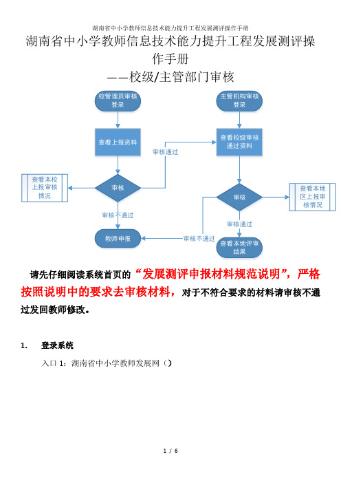 湖南省中小学教师信息技术能力提升工程发展测评操作手册