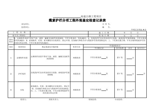 5 缆索护栏外观鉴定检查记录表