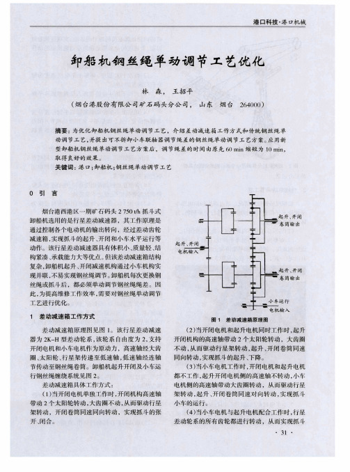 卸船机钢丝绳单动调节工艺优化