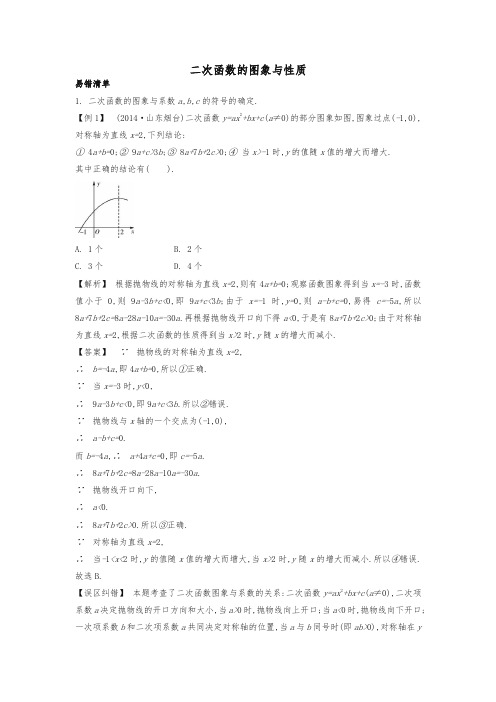 2020年中考数学重点题型突破易错点：3-3-1《二次函数的图象与性质》试题及答案-精选.doc