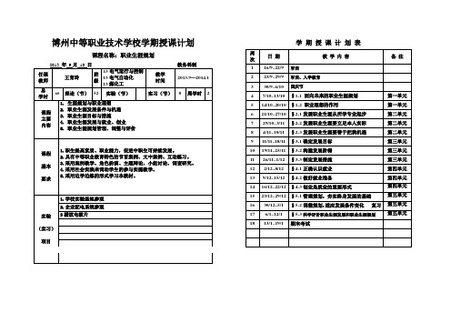 职业生涯规划授课计划