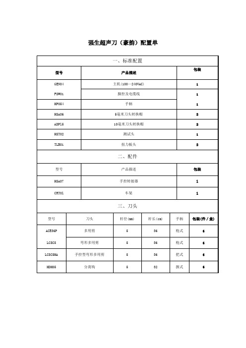 强生超声刀(豪韵)配置单