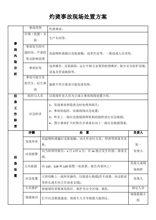 灼伤事故现场处置方案