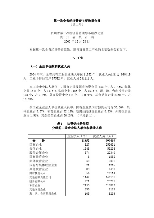 (财务知识)第一次全省经济普查主要数据公报