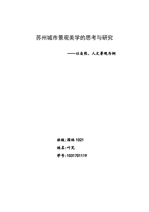 苏州城市景观美学的思考与研究——2