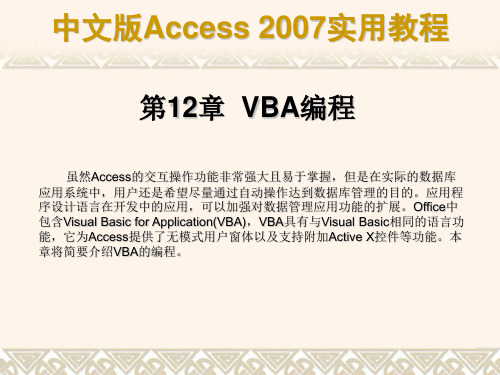 VBA模块的编程过程(ppt 21页)