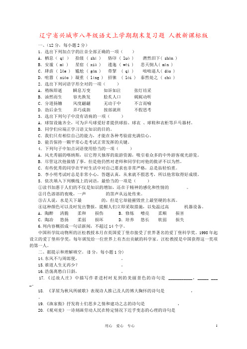 辽宁省兴城市八年级语文上学期期末复习题 人教新课标版