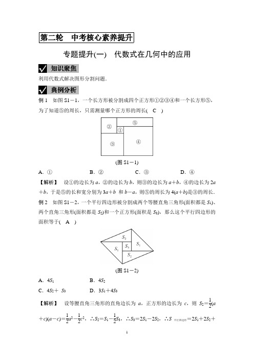 浙江省2021年中考数学复习测试专题提升(一) 代数式在几何中的应用