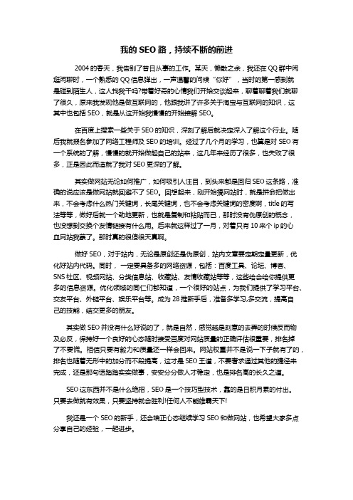 我的SEO路,持续不断的前进