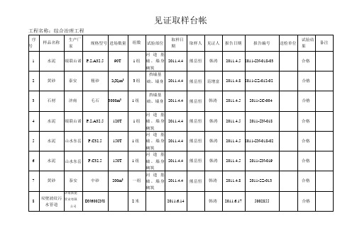 见证取样台帐