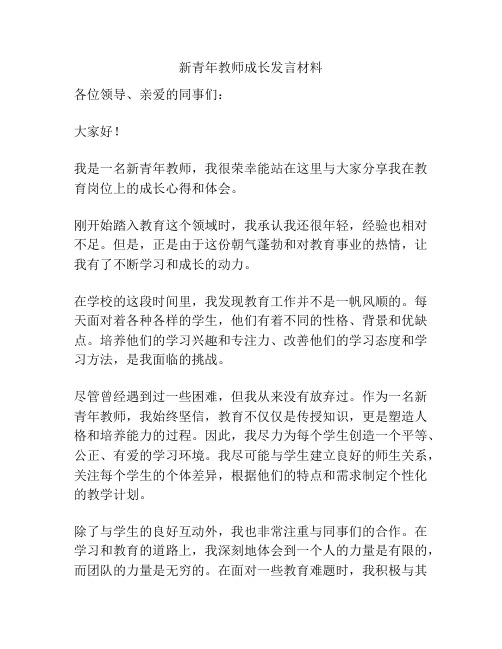 新青年教师成长发言材料