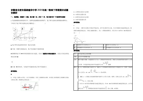 安徽省合肥市巢湖建华中学2020年高一物理下学期期末试题含解析