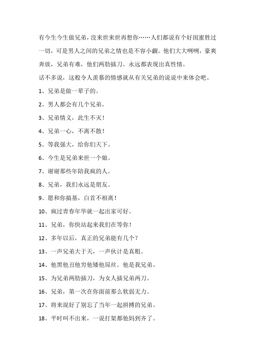 【经典语录】兄弟今生缘:关于兄弟的说说