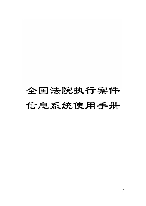 全国法院执行案件信息系统使用手册模板